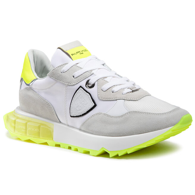 PHILIPPE MODEL SNEAKER IN LEATHER WITH FLUO INSERT AND STUDS Woman Blanc  Jaune | Mascheroni Moda