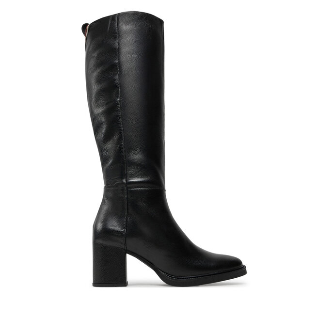 Kozaki Tommy Hilfiger Long Boot Mid Wrapped Lthr Heel - Czarny