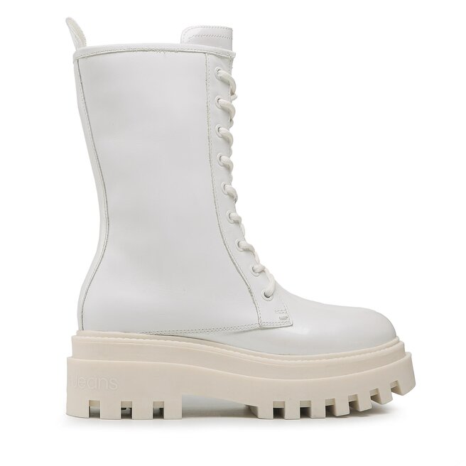 Calvin Klein Jeans Trappers Calvin Klein Jeans Flatform LAceup Boot Patent YW0YW00852 White YBR