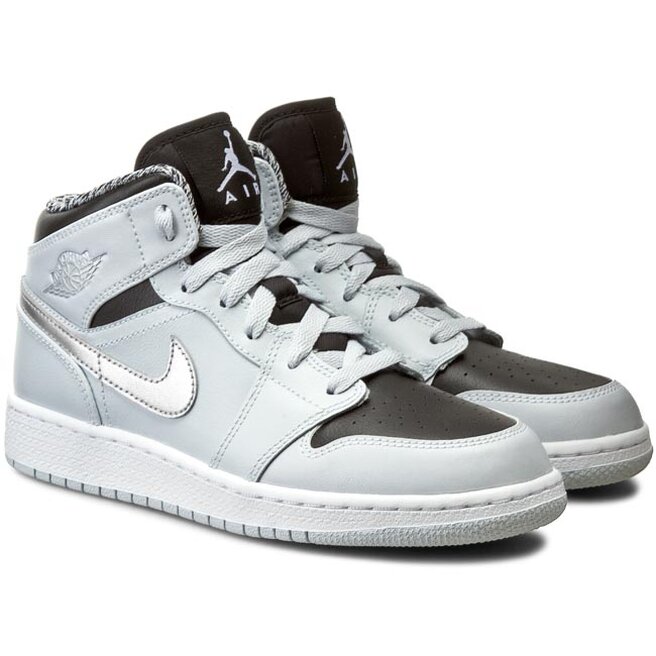 Batai Nike Air Jordan 1 Mid Bg 554725 032 Pr Pltnm/White/Mtllc Slvr/Blk •  Www.eavalyne.lt