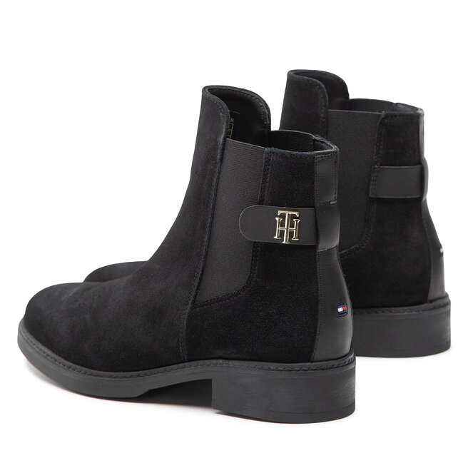 Tommy Hilfiger Μποτάκια με λάστιχο Tommy Hilfiger Th Suede Flat Boot FW0FW06750 Black BDS