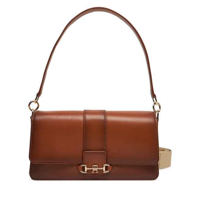 Torebka Tommy Hilfiger Heritage Leather Conv Cross - Brązowy