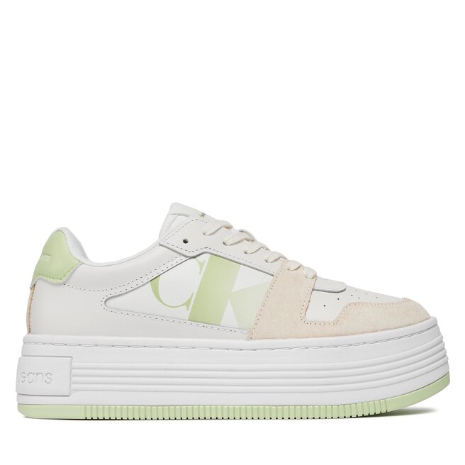 Sneakersy Calvin Klein Jeans Bold Flatf Low Lace Mix Nbs Sat - Biały