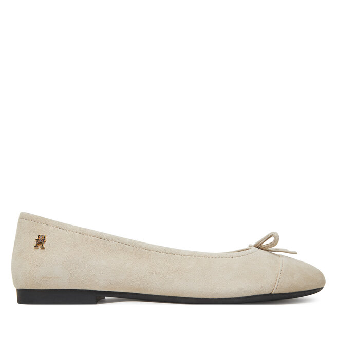 Baleriny Tommy Hilfiger Toe Cap Suede Ballerina - Beżowy