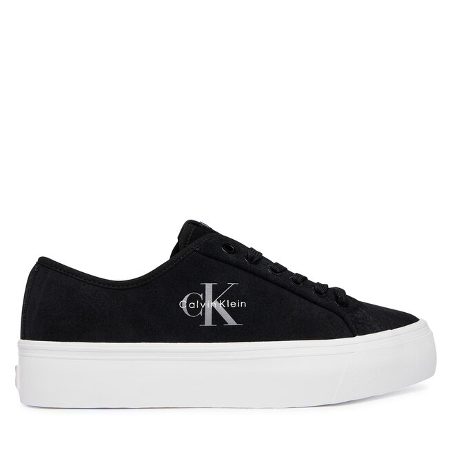Sneakersy Calvin Klein Vulc Flatf Laceup Suede HW0HW03088 Czarny - kobiece