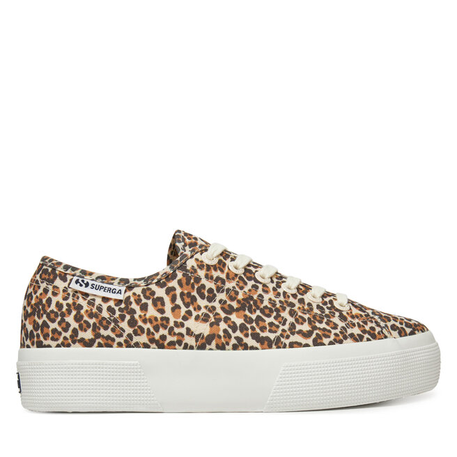 Sneakersy Superga Platform Leopard - Brązowy
