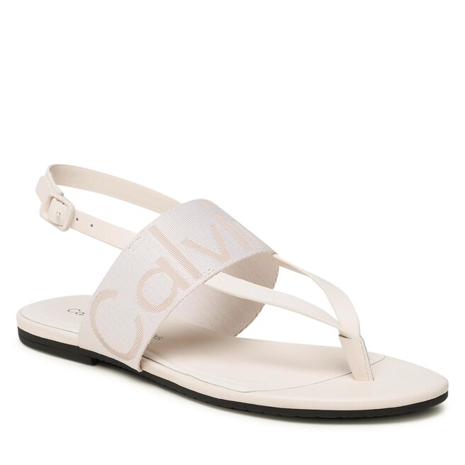 Sandale Calvin Klein Jeans Flat Sandal Toepost Webbing YW0YW00956 Ancient White YBH
