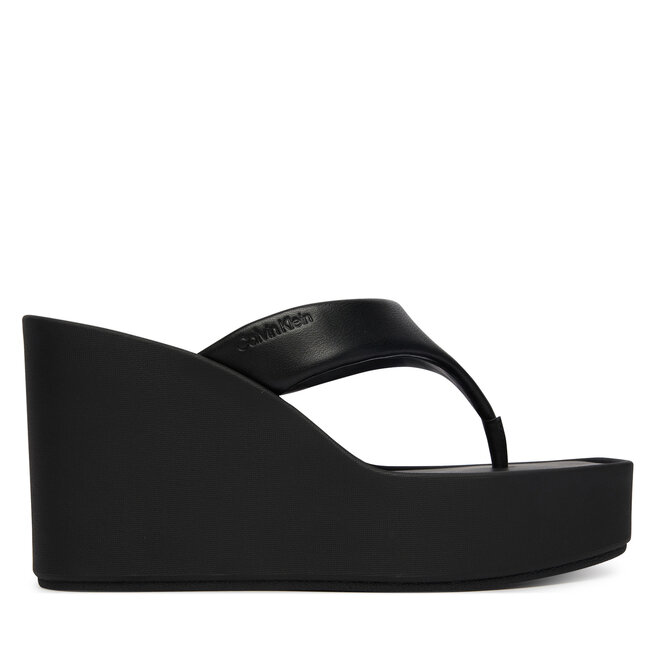 Japonki Calvin Klein Wedge 70 Sndl Thong Lth HW0HW02880 Czarny -