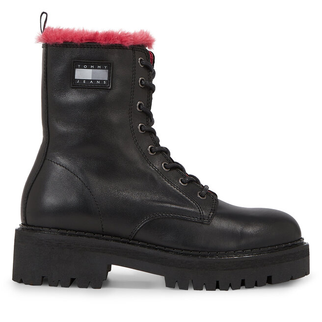 Botki Tommy Jeans Tjw W Urban Boot Smooth Ltr Wl - Czarny