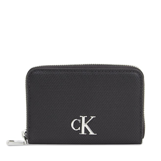 Mały Portfel Damski Calvin Klein Jeans Minimal Monogram M Zip Around T - Czarny