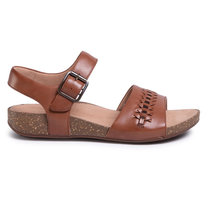 Sandali Clarks Un Perri Way - Pelle Scuro Tan, Donna, Comodi Con Plantare Ortholite
