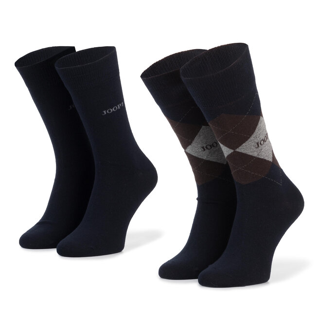 JOOP! 2 pár hosszú szárú férfi zokni Joop! Socke Classic Argyle 900.011-2 Navy/Coffee 3000-1