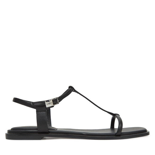 Sandały Calvin Klein Flat Sandal Squared Buckle Lth - Czarny