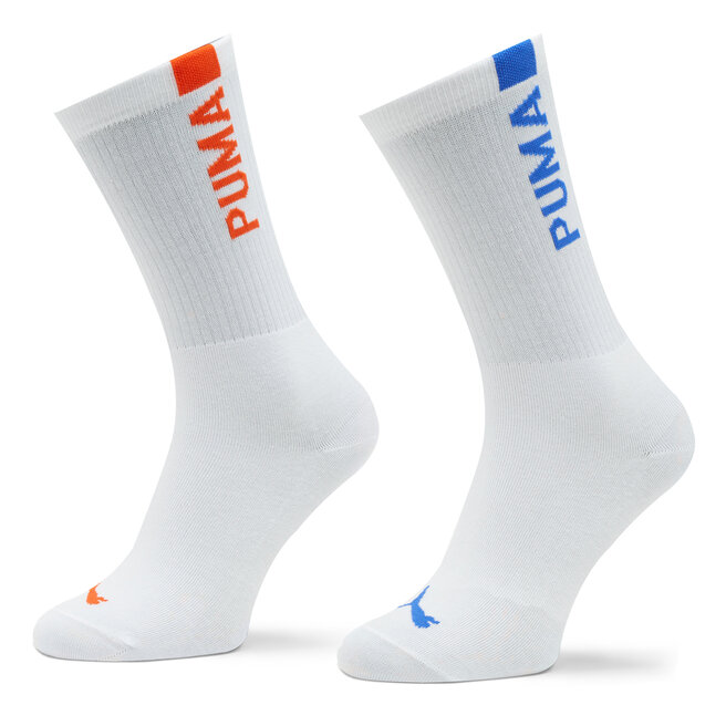 Σετ 2 ζευγάρια ψηλές κάλτσες γυναικείες Puma Women Slouch Sock 2P 938005 White Blue Red 04