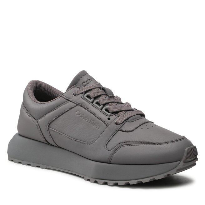 Sneakers Calvin Klein Low Top Lace Up Lth HM0HM00747 Grey Asphalt PQ6 Asphalt imagine noua