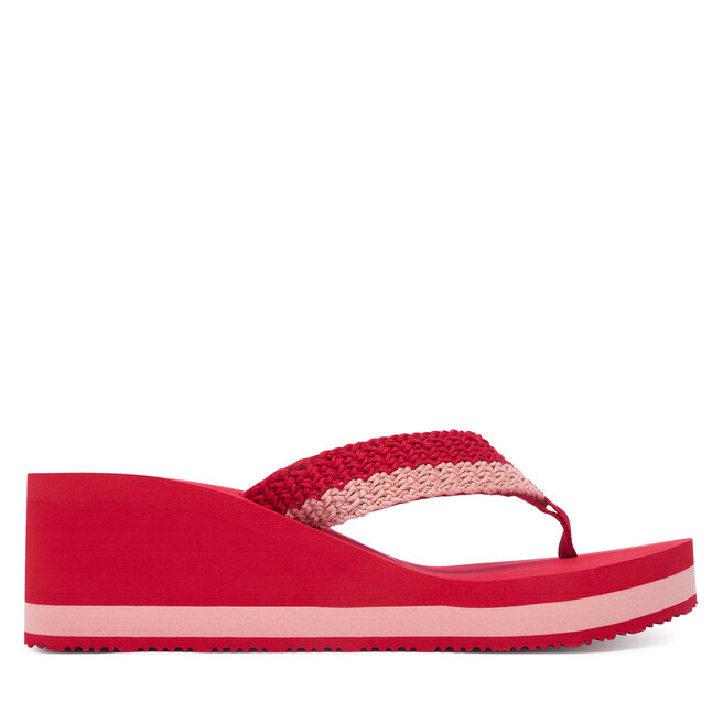 Japonki Tommy Hilfiger Th Wedge Crochet Summer Sandal FW0FW09420 Czerwony -