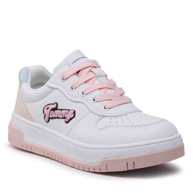 Tommy Hilfiger Sportcipő Tommy Hilfiger Logo Low Cut Lace-Up Sneaker T3A9-32726-1592 S White/Beige/Sky Blue Y259