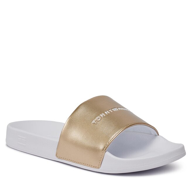 Gold tommy clearance hilfiger slides