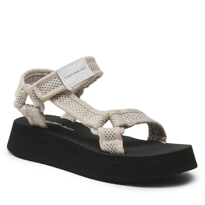 Sandale Calvin Klein Jeans Prefresato Sandal Webbing Mesh YW0YW00969 Eggshell ACF
