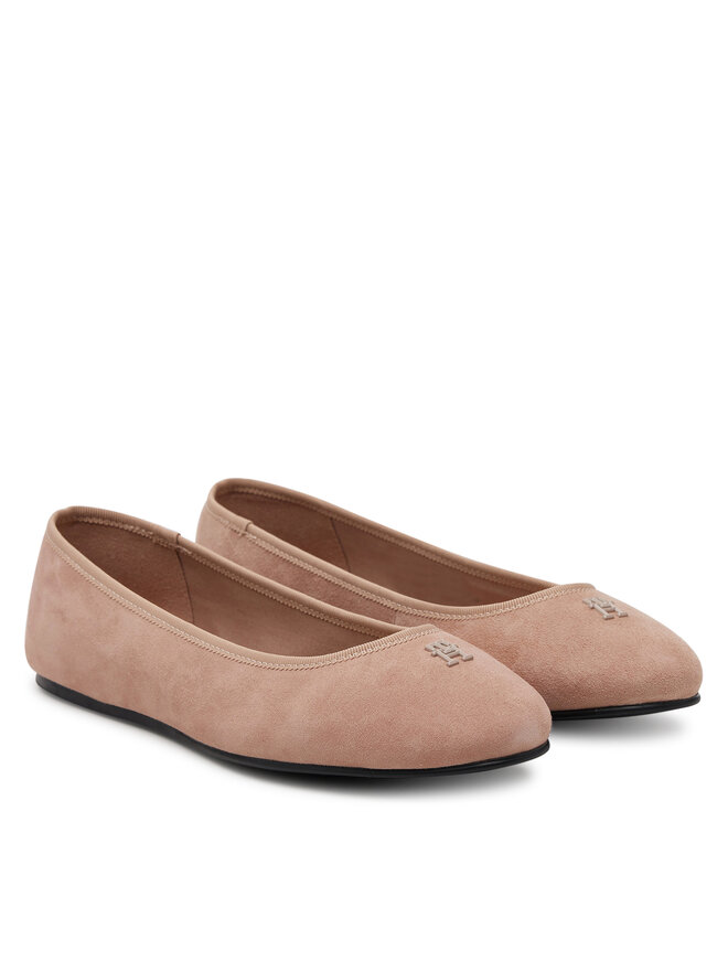 Tommy Hilfiger Baleriny Tommy Hilfiger Th Hardware Suede Ballerina FW0FW08655 Beżowy