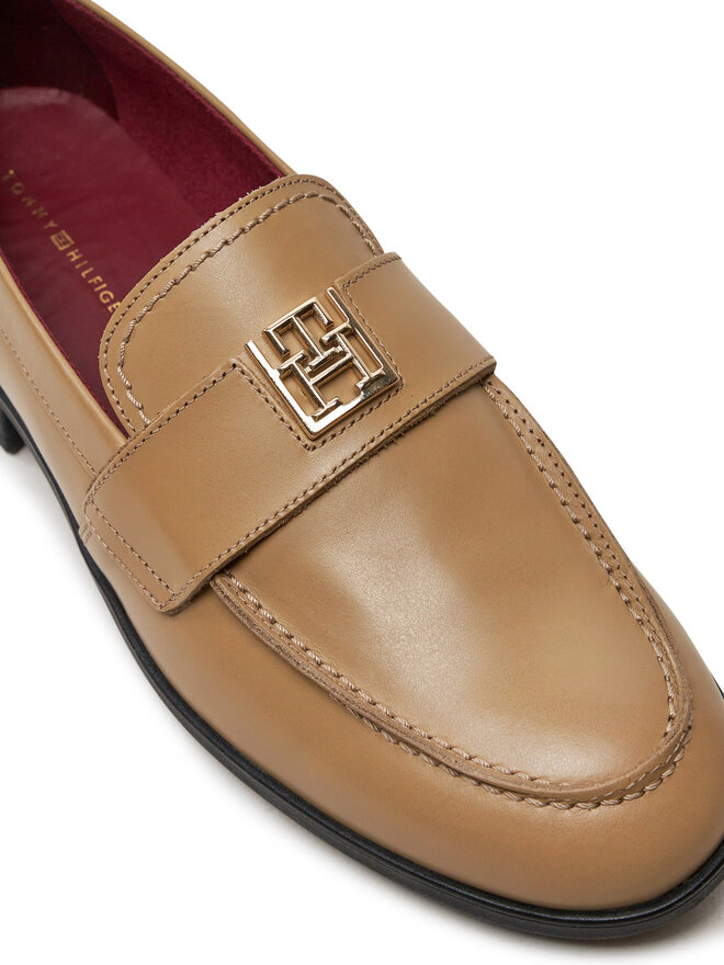 Tommy Hilfiger Slipper Tommy Hilfiger Th Leather Classic Loafer FW0FW07961 Khakifarben