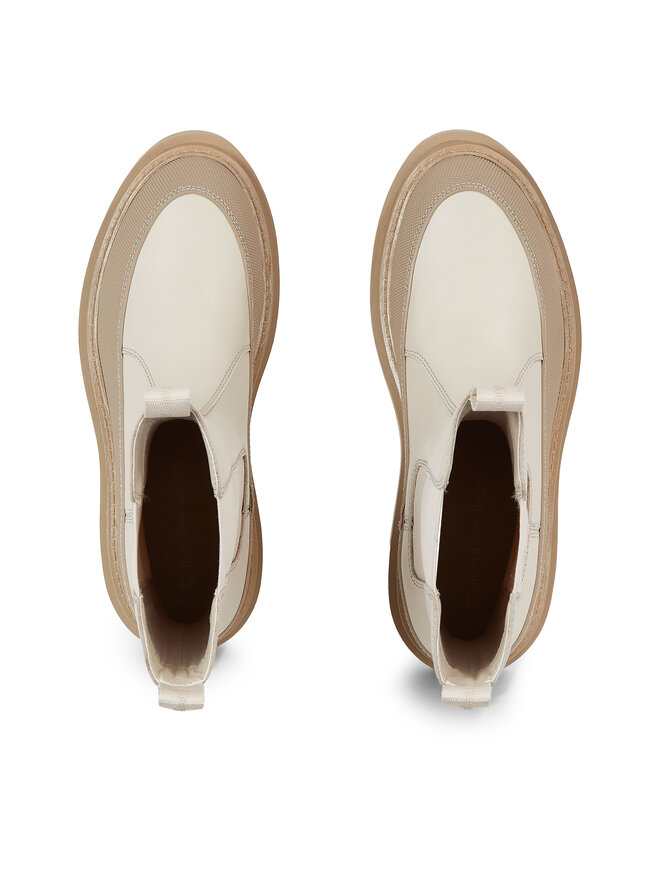 Calvin Klein Jeans Боти тип челси Calvin Klein Jeans Flatform Chelsea Boot Lth Wn YW0YW01111 Екрю