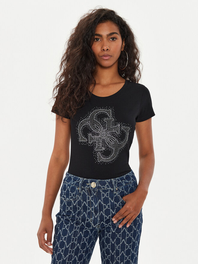 Guess Guess T-Shirt W4YI37 J1314 Μαύρο Regular Fit