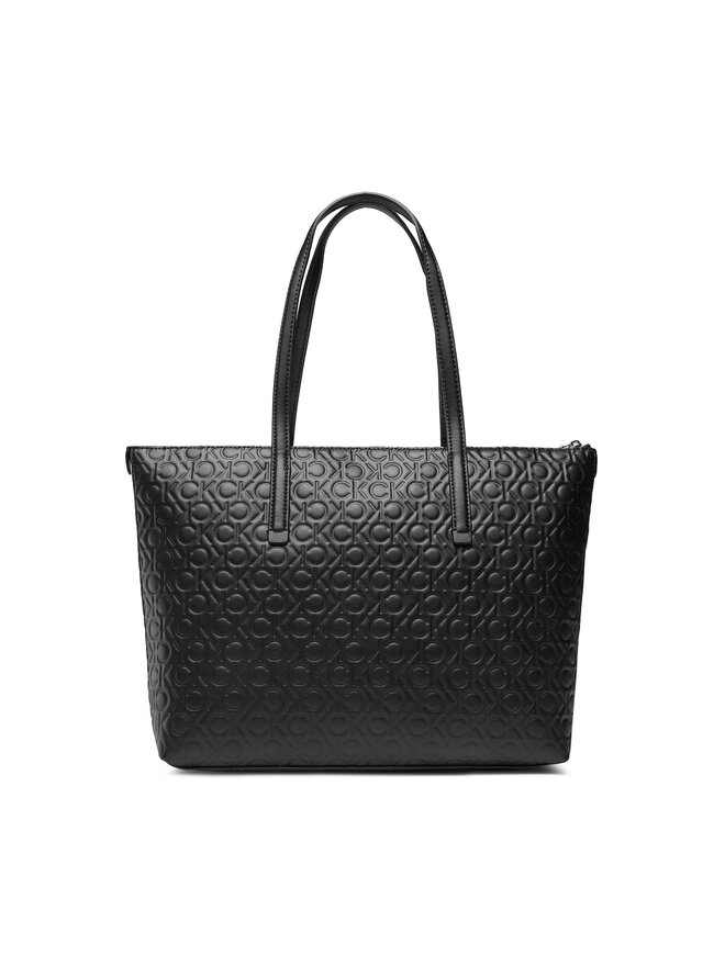 Calvin Klein Дамска чанта Calvin Klein Ck Must Shopper Mid Embossed Mono K60K610274 Черен