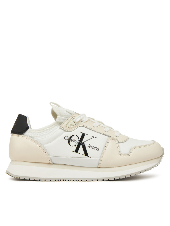 Calvin Klein Jeans Sneakersy Calvin Klein Jeans Runner Sock Laceup Ml Lth YW0YW01616 Biały