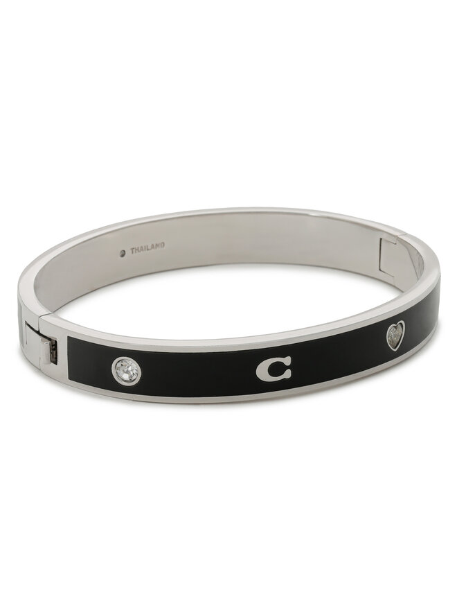 Coach Bransoletka Coach Enamel Horse & Carriage Hinged Bangle Bracelet 37479035RHO003 Srebrny