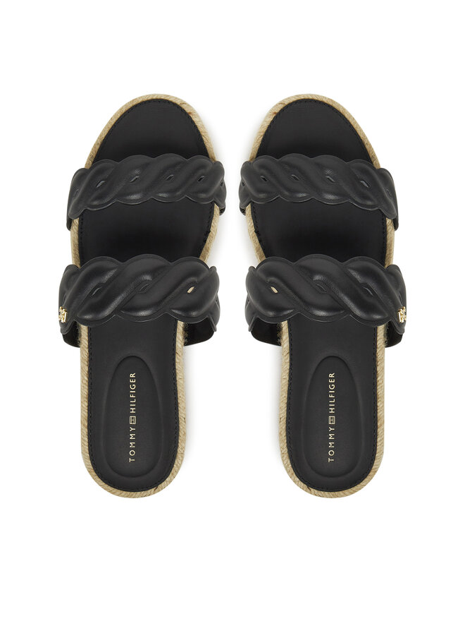 Tommy Hilfiger Espadrile Tommy Hilfiger Leather Rope Espadrille Mule FW0FW08503 Crna