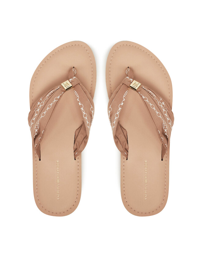 Tommy Hilfiger Čības uz pirksta Tommy Hilfiger Th Chain Print Elevated Sandal FW0FW08519 Bēšs