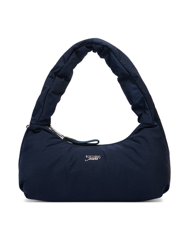 Tommy Jeans Handtasche Tommy Jeans Metal Logo Padded Strap Shoulder Bag AW0AW18583 Dunkelblau