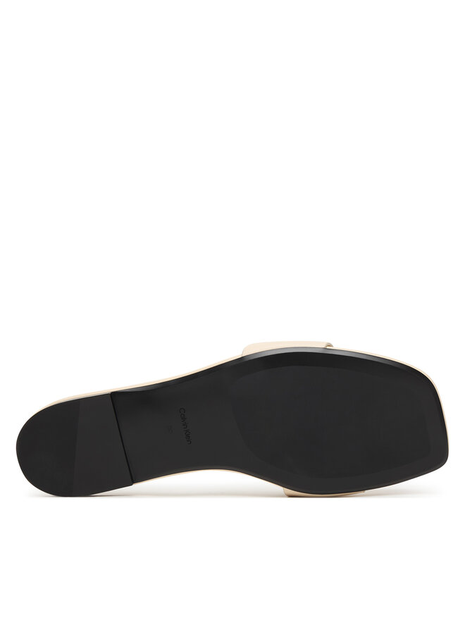 Calvin Klein Pantoletten Calvin Klein Square Flat Sandal Emblem HW0HW03128 Écru