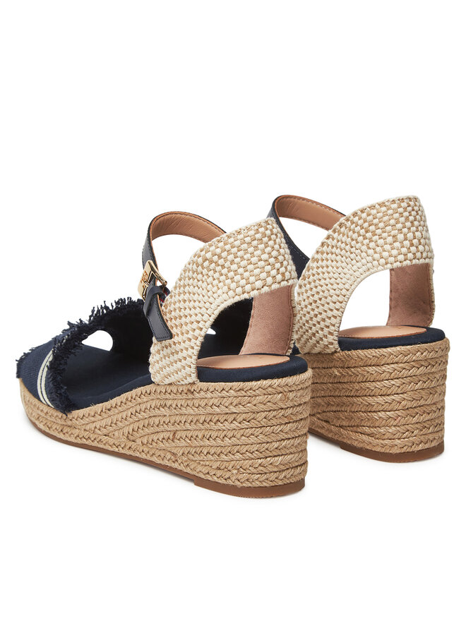 Tommy Hilfiger Еспадрили Tommy Hilfiger Fringe Canvas Medium Wedge FW0FW08879 Тъмносин