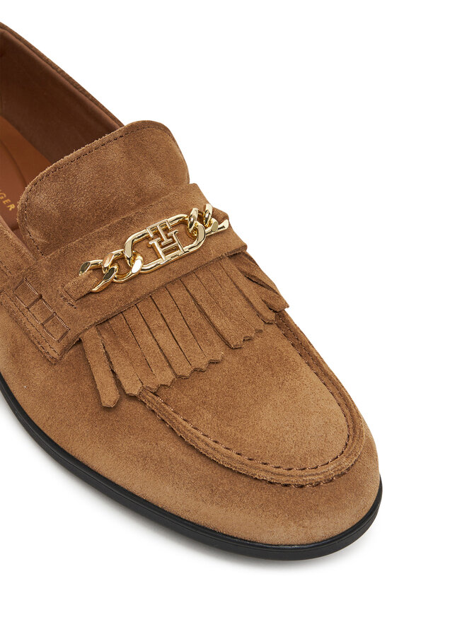 Tommy Hilfiger Čevlji brez vezalk Tommy Hilfiger Chain Fringe FW0FW08972 Rjava