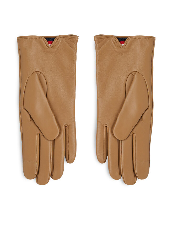 Gants femme Tommy Hilfiger Essential Flag Leather Gloves AW0AW15360 Beige