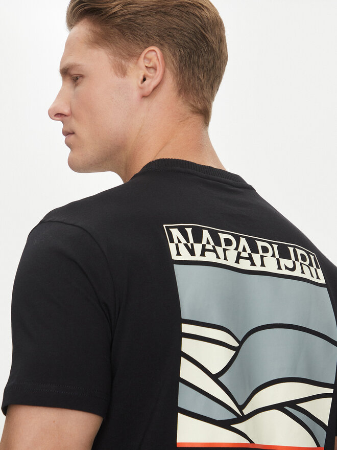 Napapijri Napapijri Marškinėliai S-Sovana NP0A4IE4 Juoda Regular Fit