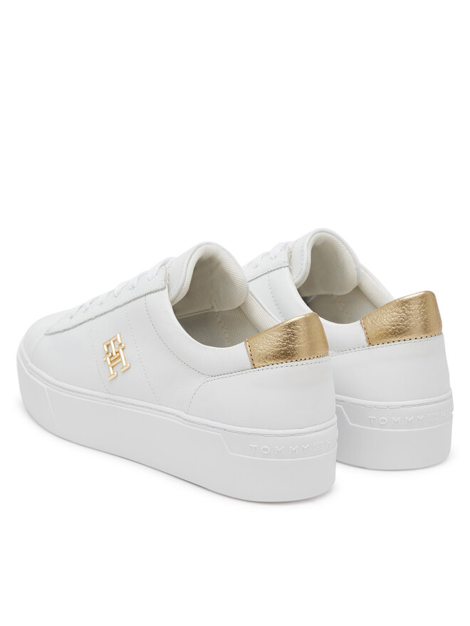 Tommy Hilfiger Sneakersy Tommy Hilfiger Platform Court Sneaker Metallics FW0FW08648 Biela