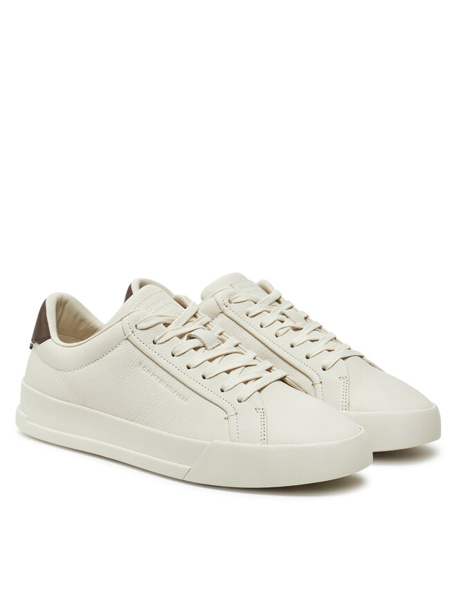 Tommy Hilfiger Sneakersy Tommy Hilfiger Th Court Best Tumbled Lth FM0FM05324 Beżowy