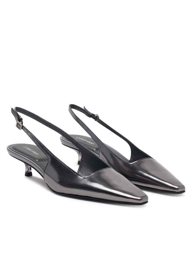 Calvin Klein Pumps Calvin Klein Kitten Heel Pump Sling Mirr Lth HW0HW03275 Silberfarben