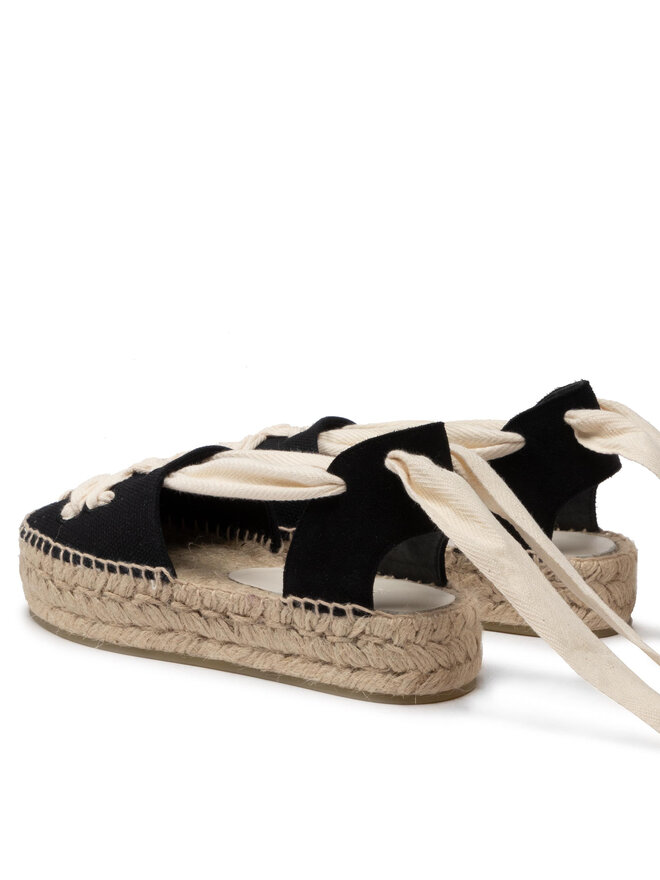 Tory Burch Еспадрили Tory Burch Woven Double Espadrille 140308 Черен