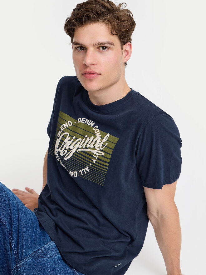 Blend Blend Marškinėliai 20717959 Tamsiai mėlyna Regular Fit
