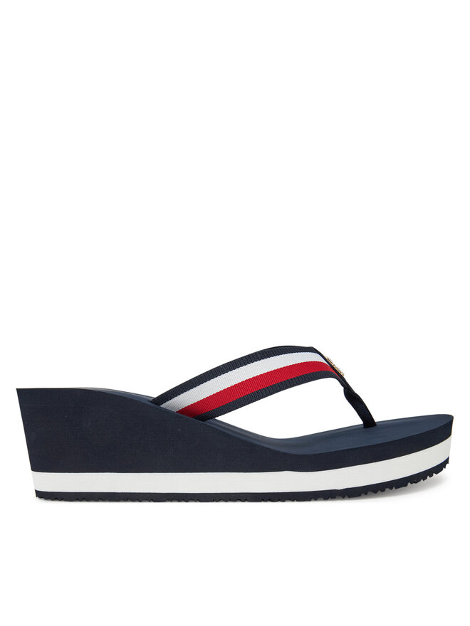 Tommy Hilfiger Flip-flops Tommy Hilfiger Th Corporate Wedge Beach Sandal FW0FW08520 Sötétkék