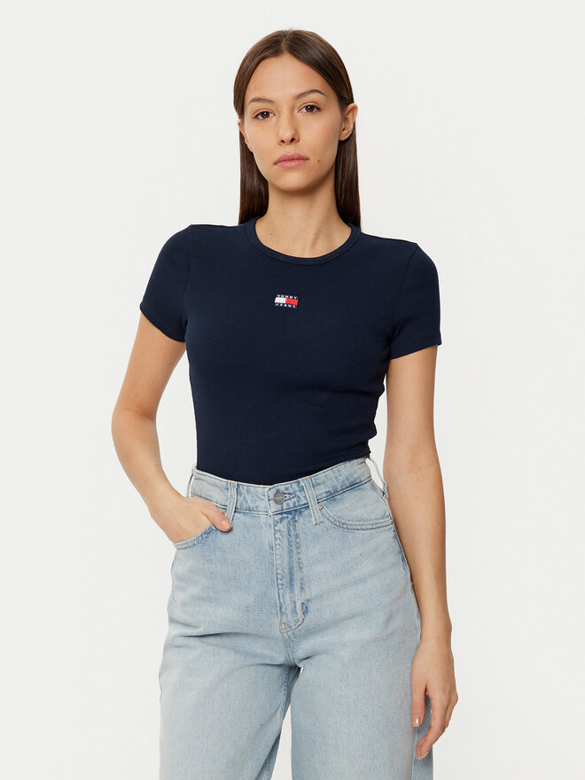 Tommy Jeans Tommy Jeans Marškinėliai DW0DW20463 Tamsiai mėlyna Slim Fit