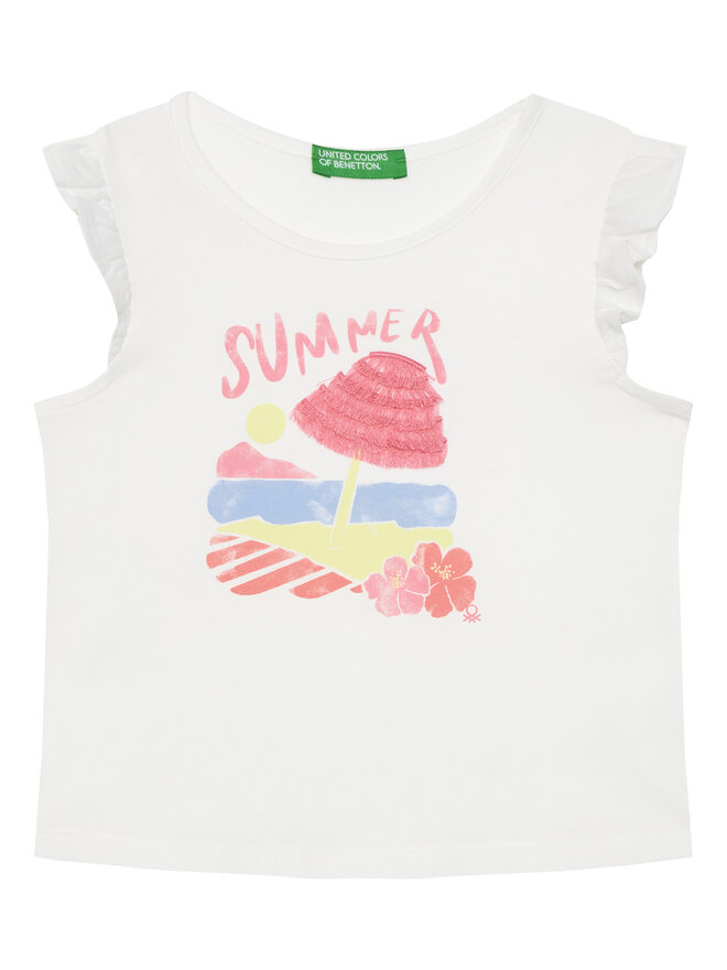 United Colors Of Benetton United Colors Of Benetton Marškinėliai 3I1XG10JK Balta Regular Fit
