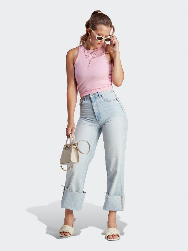 adidas adidas Bluse Adicolor Essentials Rib Tank Top IB9108 Rosa Slim Fit