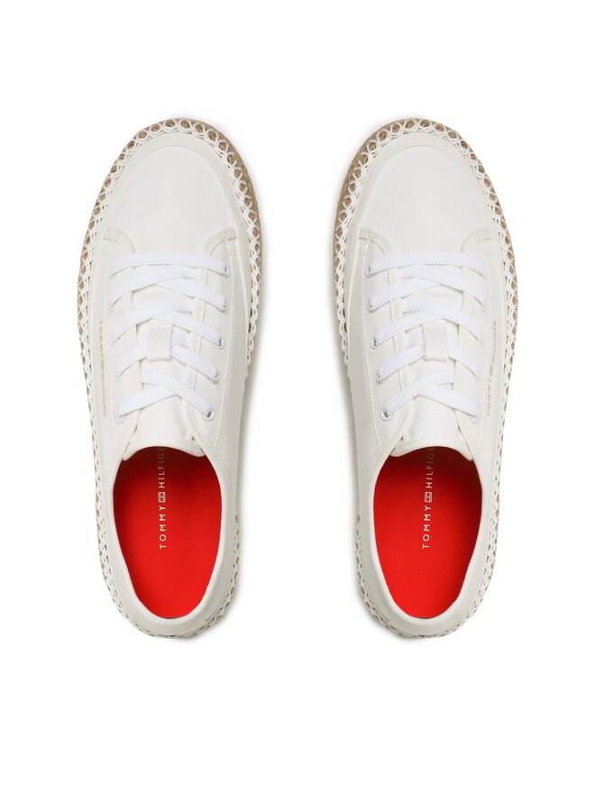 Tommy Hilfiger Espadrilles Tommy Hilfiger Rope Vulc Sneaker Corporate FW0FW07241 Écru