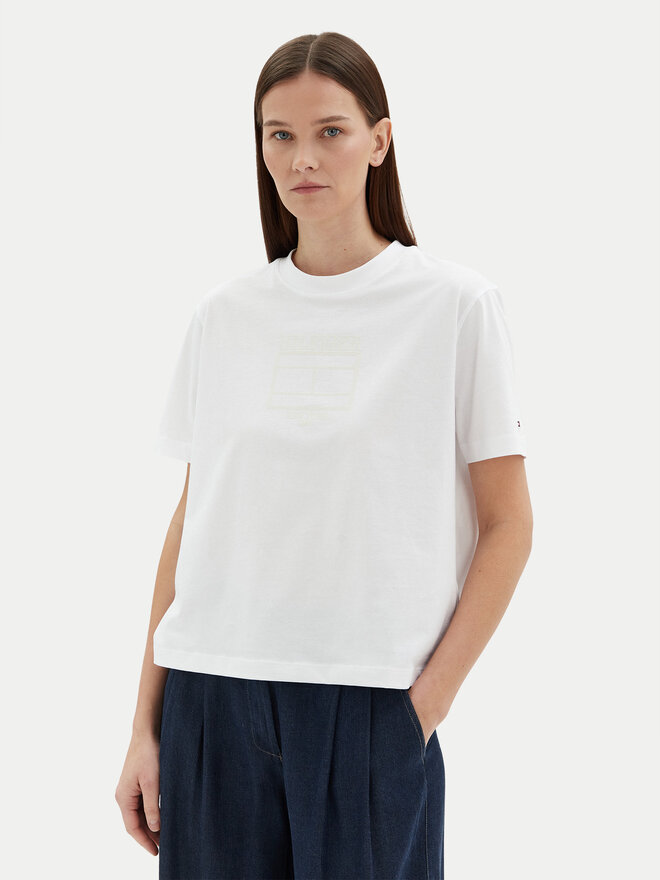 Tommy Hilfiger Tommy Hilfiger Marškinėliai WW0WW45525 Balta Relaxed Fit