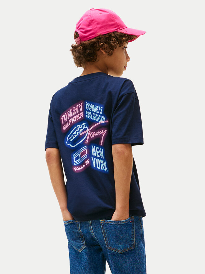 Tommy Hilfiger Tommy Hilfiger Marškinėliai Neon Graphic KB0KB09849 Tamsiai mėlyna Regular Fit